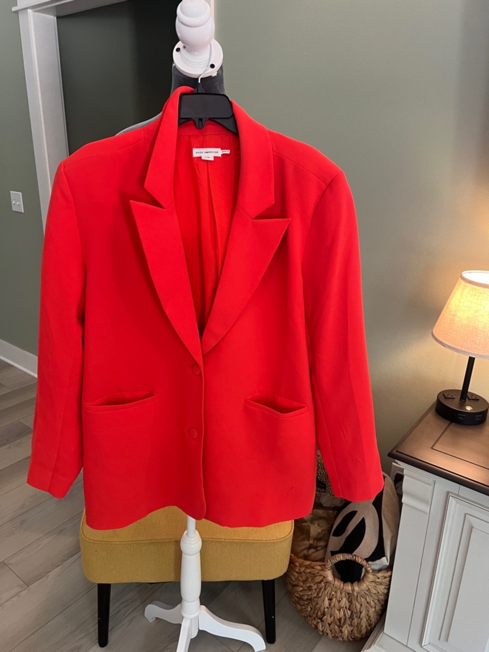 Good American Bold Orange Single-Button Blazer